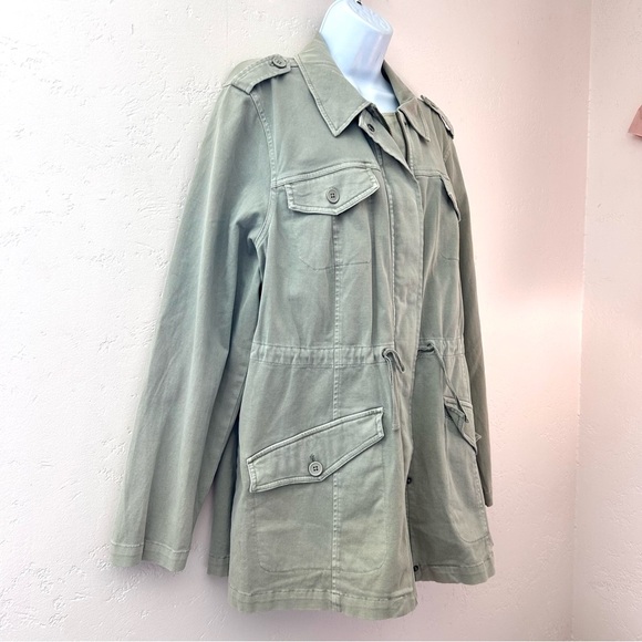 Torrid Twill Lace-Up Back Anorak Utility Jacket Women's 2 / 2X in Green Gray - Picture 3 of 10